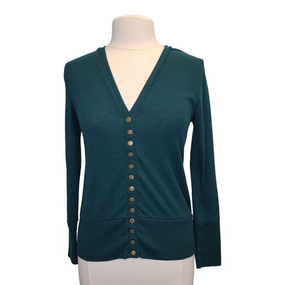 Traleubie Womens Emerald Green Snap Button Down Cardigan S - Picture 4 of 16